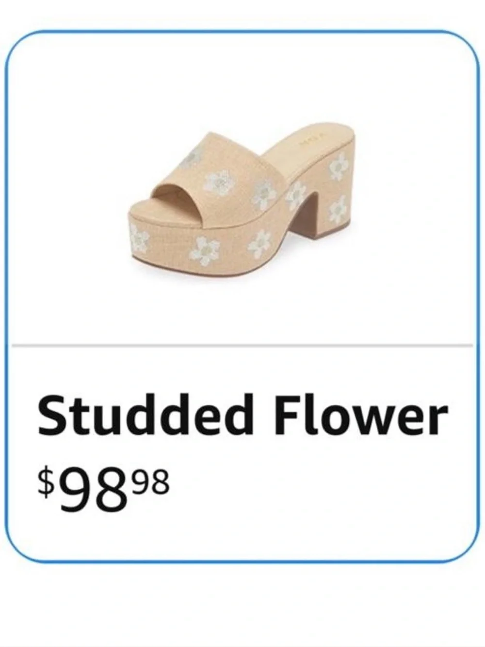 YDN Beige Platform Slide Mules with Silver Studded Flowers